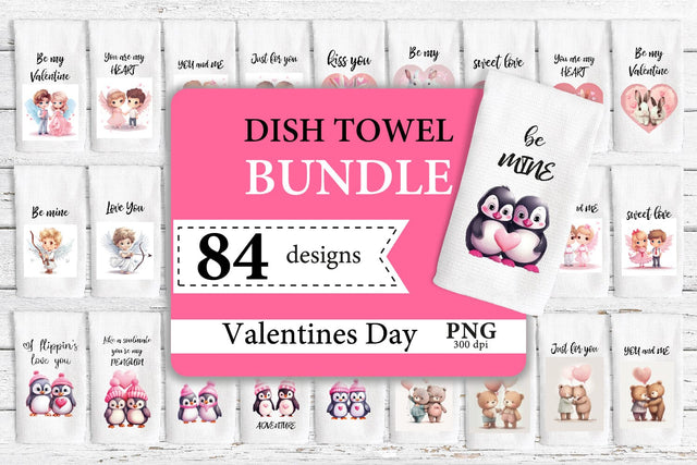Kitchen Dish Towel Bundle PNG. Valentines Day Towel PNG Sublimation Olga Terlyanskaya 
