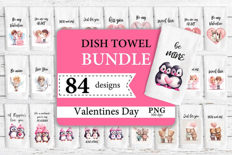 Kitchen Dish Towel Bundle PNG. Valentines Day Towel PNG Sublimation Olga Terlyanskaya 