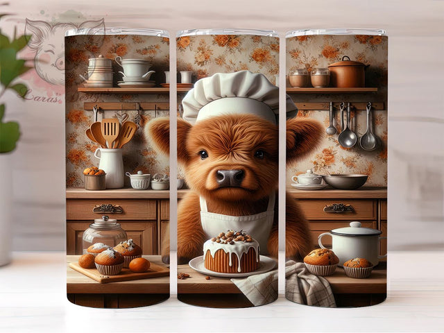 Kitchen Highland Cow 20oz Tumbler Wrap, Baby Cow Cup, 20oz Sublimation, Kitchen Drinkware, Farm Animal Gift, Cute Cow Art, Rustic Kitchen Decor Sublimation Lara' s Designs 