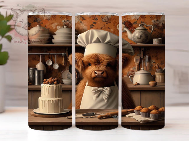 Kitchen Highland Cow 20oz Tumbler Wrap, Baby Cow Cup, 20oz Sublimation, Kitchen Drinkware, Farm Animal Gift, Cute Cow Art, Rustic Kitchen Decor Sublimation Lara' s Designs 