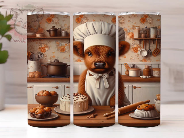 Kitchen Highland Cow 20oz Tumbler Wrap, Baby Cow Cup, 20oz Sublimation, Kitchen Drinkware, Farm Animal Gift, Cute Cow Art, Rustic Kitchen Decor Sublimation Lara' s Designs 