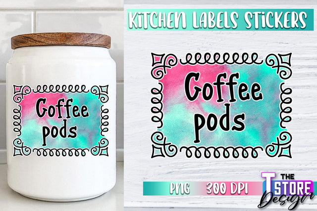 Kitchen Labels Stickers Sublimation | Kitchen Decoration PNG | Home Design v.1 Sublimation The T Store Design 