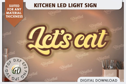 Kitchen Led Light Signs Laser Cut Bundle. Kitchen Decor SVG SVG Evgenyia Guschina 