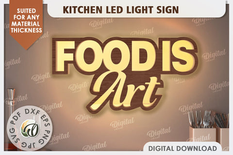 Kitchen Led Light Signs Laser Cut Bundle. Kitchen Decor SVG SVG Evgenyia Guschina 