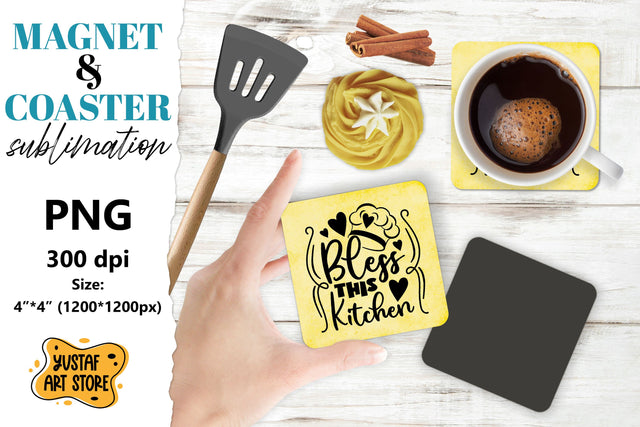 Kitchen magnet/coaster sublimation. Kitchen quote Sublimation Yustaf Art Store 