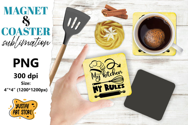 Kitchen magnet/coaster sublimation. Kitchen quote Sublimation Yustaf Art Store 