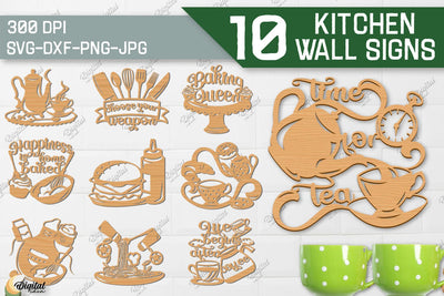 Kitchen Paper Cut Bundle. Kitchen Wall Decor Laser Cut SVG 3D Paper Evgenyia Guschina 