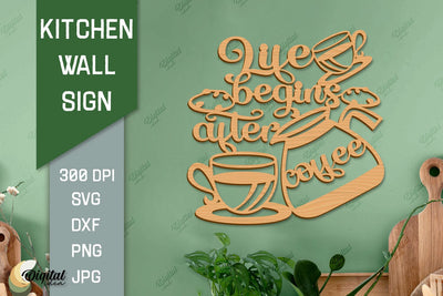 Kitchen Paper Cut. Kitchen Wall Decor Laser Cut. Kitchen Quote SVG 3D Paper Evgenyia Guschina 