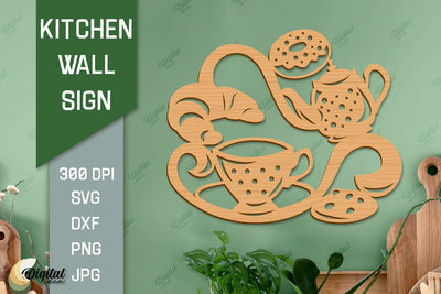 Kitchen Paper Cut. Kitchen Wall Decor Laser Cut SVG 3D Paper Evgenyia Guschina 