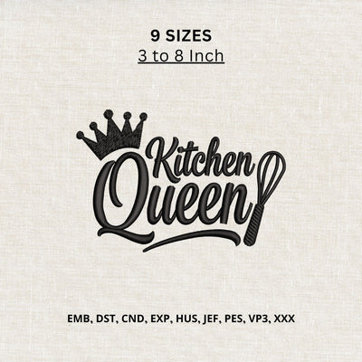 Kitchen Queen Machine Embroidery Design – Crown Whisk Cooking Chef Embroidery File Embroidery/Applique DESIGNS PatternFeed8 