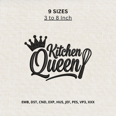 Kitchen Queen Machine Embroidery Design – Crown Whisk Cooking Chef Embroidery File Embroidery/Applique DESIGNS PatternFeed8 