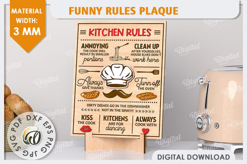 Kitchen Rules SVG. Funny Rules Plaque Laser Cut. Rules Sign SVG Evgenyia Guschina 