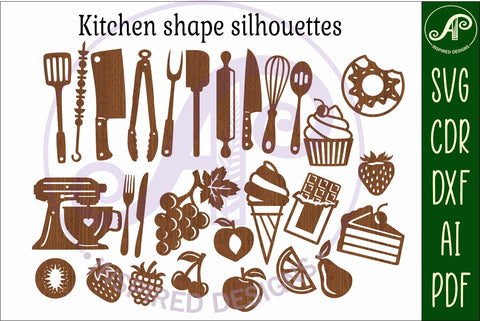Kitchen Silhouette laser cut wall art SVG APInspireddesigns 