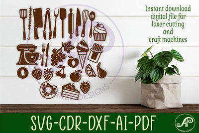 Kitchen Silhouette laser cut wall art SVG APInspireddesigns 
