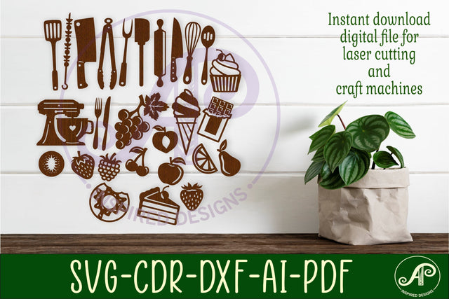 Kitchen Silhouette laser cut wall art SVG APInspireddesigns 