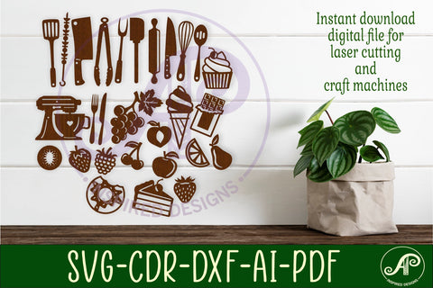 Kitchen Silhouette laser cut wall art SVG APInspireddesigns 