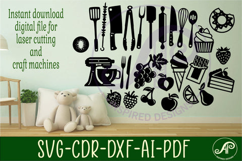 Kitchen Silhouette laser cut wall art SVG APInspireddesigns 