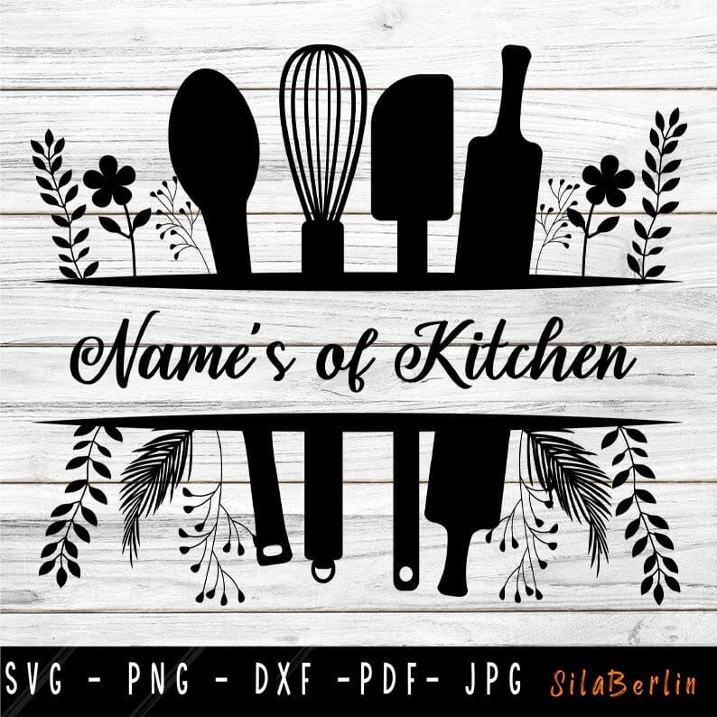 Kitchen Split Frame SVG, Kitchen Monogram svg, Kitchen SVG, Cooking ...