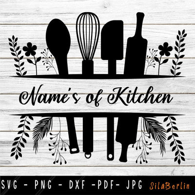 Kitchen Split Frame SVG, Kitchen Monogram svg, Kitchen SVG, Cooking Monogram svg, Kitchen Cut File, Svg Cut File Cricut SVG SilaBerlin 