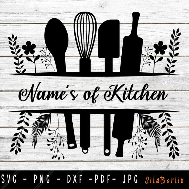 Kitchen Split Frame SVG, Kitchen Monogram svg, Kitchen SVG, Cooking Monogram svg, Kitchen Cut File, Svg Cut File Cricut SVG SilaBerlin 