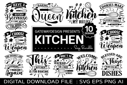 Kitchen svg bundle/funny design, 10 designs,SVGs,Quotes and Sayings,Food & Drink,On Sale, Print & Cut SVG designmaster24 