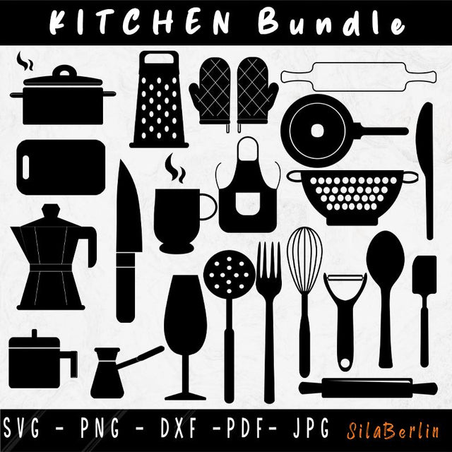 Kitchen SVG, Cooking SVG, Kitchen Clipart, Cooking Utensils SVG, Kitchen Svg Bundle, Svg Cut Files Silhouette Cricut SVG SilaBerlin 