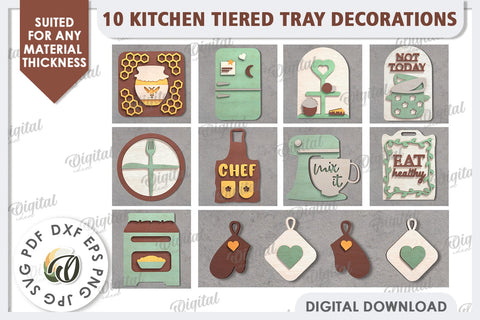 Kitchen Tiered Tray Laser Cut Bundle. Kitchen Decor SVG SVG Evgenyia Guschina 