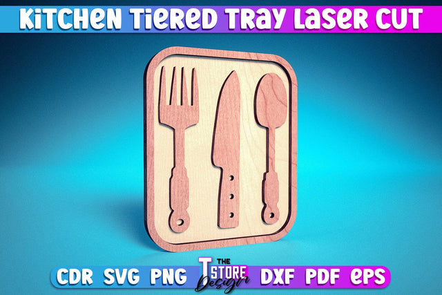 Kitchen Tiered Tray Laser Cut | Tiered Tray Laser Cut Design | CNC Files SVG The T Store Design 