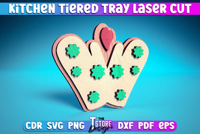 Kitchen Tiered Tray Laser Cut | Tiered Tray Laser Cut Design | CNC Files SVG The T Store Design 
