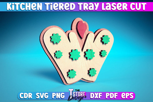Kitchen Tiered Tray Laser Cut | Tiered Tray Laser Cut Design | CNC Files SVG The T Store Design 