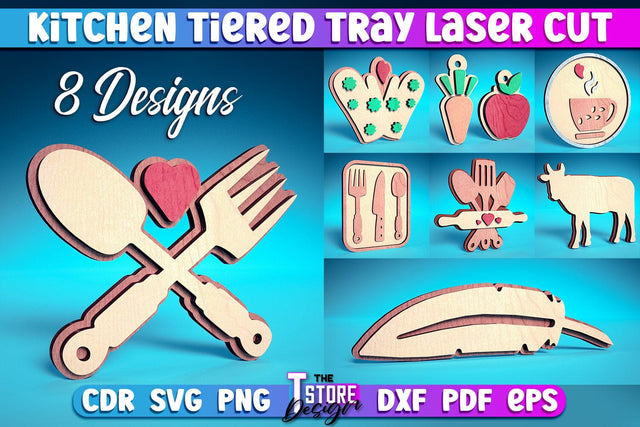 Kitchen Tiered Tray Laser Cut | Tiered Tray Laser Cut Design | CNC Files SVG The T Store Design 