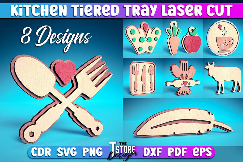Kitchen Tiered Tray Laser Cut | Tiered Tray Laser Cut Design | CNC Files SVG The T Store Design 