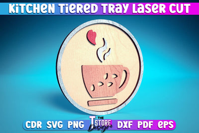 Kitchen Tiered Tray Laser Cut | Tiered Tray Laser Cut Design | CNC Files SVG The T Store Design 