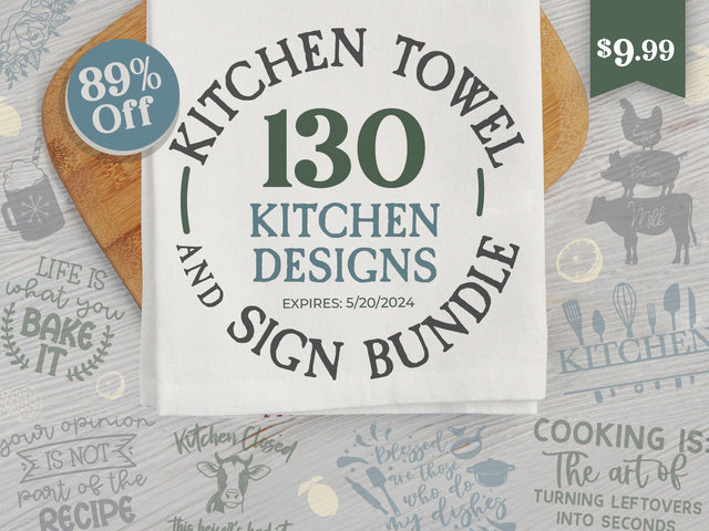Kitchen Towel and Sign Bundle Bundle So Fontsy Design Shop 