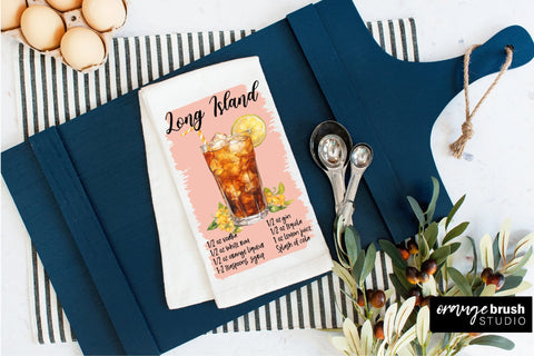 Kitchen Towel Sublimation Bundle, Cocktail Recipe 10 Designs Sublimation OrangeBrushStudio 