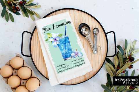 Kitchen Towel Sublimation Bundle, Cocktail Recipe 10 Designs Sublimation OrangeBrushStudio 