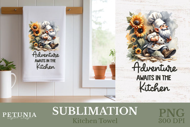 Kitchen Towel Sublimation Design Png | Kitchen Sublimation Sublimation Petunia Digital Design 