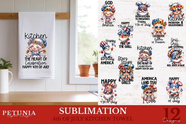 Kitchen Towel Sublimation Designs | 4th of July Sublimation Sublimation Petunia Digital Design 