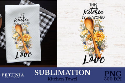 Kitchen Towel Sublimation Designs | Kitchen PNG Design Sublimation Petunia Digital Design 