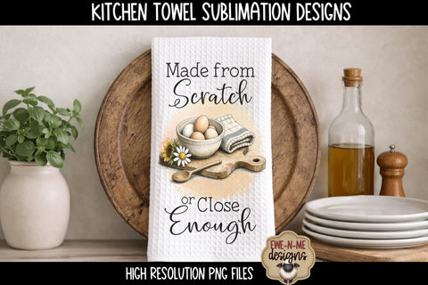 Kitchen Towel Sublimation PNG Files – Made From Scratch & Balanced Meals Sublimation Ewe-N-Me Designs 
