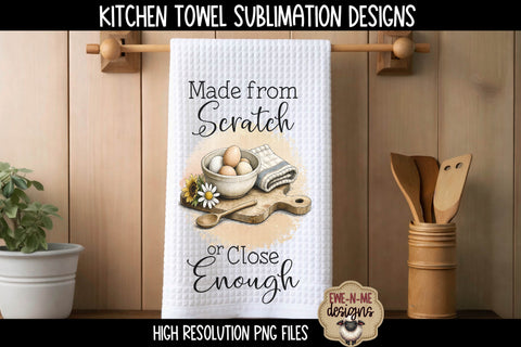 Kitchen Towel Sublimation PNG Files – Made From Scratch & Balanced Meals Sublimation Ewe-N-Me Designs 