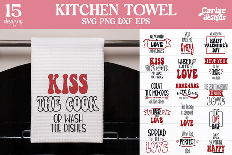 Kitchen Towel SVG Bundle, Valentine's SVG Bundle SVG Carla C Designs 