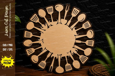 Kitchen Utensil Circle Frame Laser Cut SVG File SVG Regulrcrative 