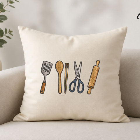 Kitchen Utensils Machine Embroidery Design – Cooking Tools Spatula Spoon Scissors Rolling Pin Embroidery File Embroidery/Applique DESIGNS PatternFeed8 