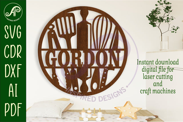 Kitchen utensils name wall art sign, SVG file SVG APInspireddesigns 