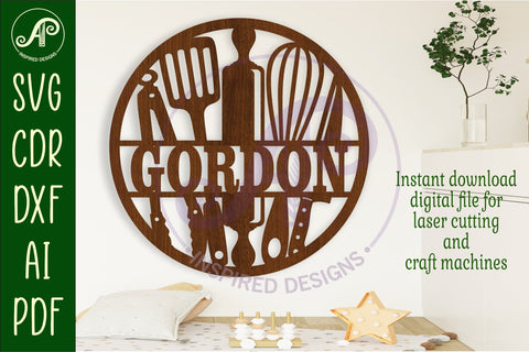 Kitchen utensils name wall art sign, SVG file SVG APInspireddesigns 
