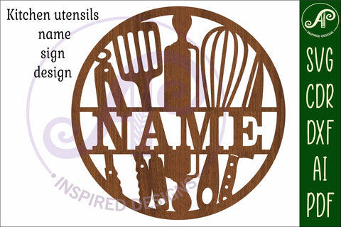 Kitchen utensils name wall art sign, SVG file SVG APInspireddesigns 
