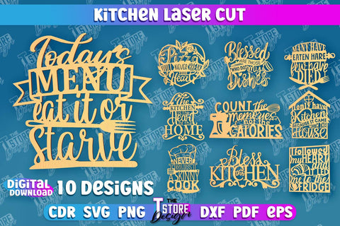 Kitchen Wall Sign Bundle | Wall Inscription Template | Kitchen Décor | CNC File SVG The T Store Design 