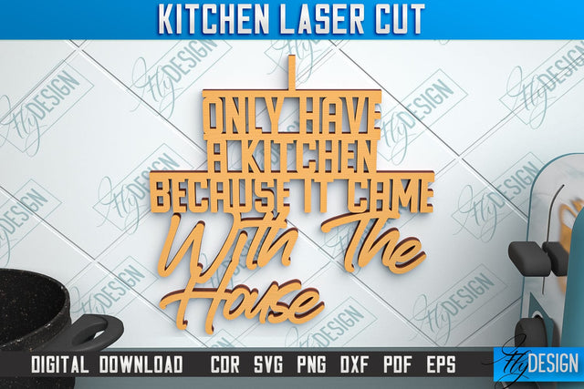 Kitchen Wall Sign | Wall Inscription Template | Kitchen Décor | CNC File SVG Fly Design 