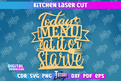 Kitchen Wall Sign | Wall Inscription Template | Kitchen Décor | CNC File SVG The T Store Design 